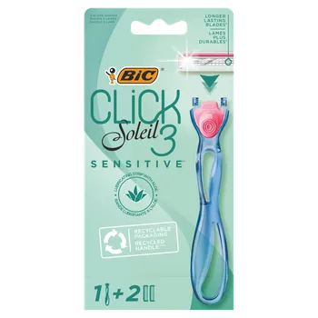 Bic Soleil 3 Click Sensitive бритва, 1 шт. + картриджи для бритвы, 2 шт./1 упаковка
