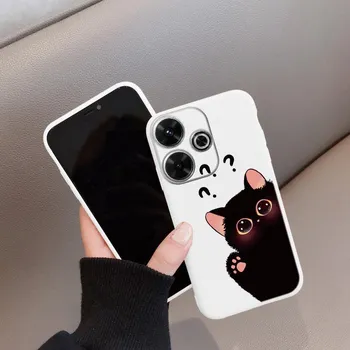 Мягкий силиконовый чехол с милым котом для Samsung A55 M35 S24 Xiaomi Redmi Note 13 Pro 13C 14 Poco C65 iPhone 15 Huawei Honor 200 Realme Camera Противоударный чехол Samsung Galaxy S9 Plus фиолетовый