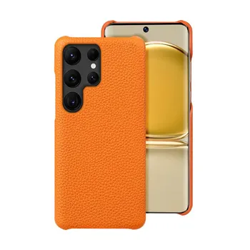 Чехол для телефона из натуральной кожи LANGSIDI для Samsung Galaxy S 24 S24 S23 Ultra S22 Plus S21Ultra S20Ultra Note 20Ultra Luxury Cover For Galaxy S21 Ultra коричневый