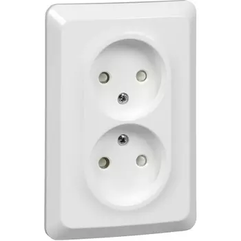 Розетка двойная без заземления со шторками (белый) Systeme Electric Etude PC16-106B