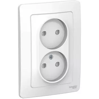 Розетка двойная без заземления со шторками (белый) Systeme Electric Blanca BLNRS000121