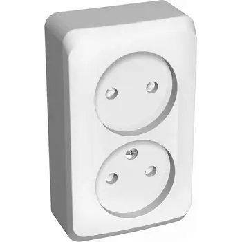 Розетка двойная без заземления со шторками (белый) Systeme Electric Этюд PA16-006B