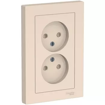Розетка двойная без заземления со шторками (бежевый) Systeme Electric AtlasDesign ATN000222
