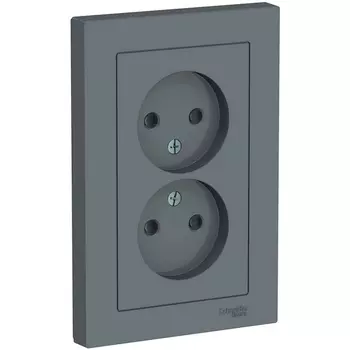 Розетка двойная без заземления со шторками (грифель) Systeme Electric AtlasDesign ATN000722