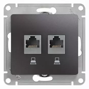 Розетка двойная Ethernet RJ-45 (графит) Systeme Electric GSL001385KK