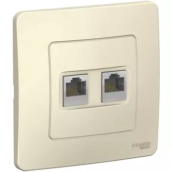 Розетка двойная Ethernet RJ-45 (молочный) Systeme Electric Blanca BLNIS045452