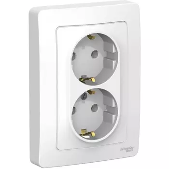 Розетка двойная с заземлением (белый) Systeme Electric Blanca BLNRS001021