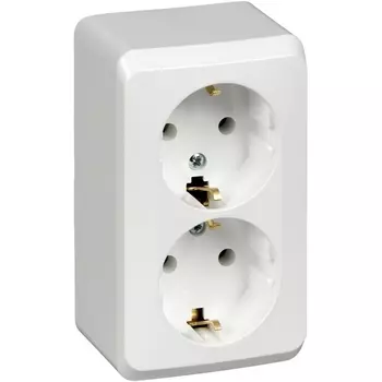 Розетка двойная с заземлением (белый) Systeme Electric Этюд PA16-007B