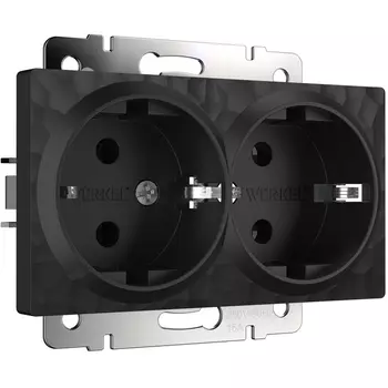 Розетка двойная с заземлением (hammer черный) Werkel W1272008 (a052050)
