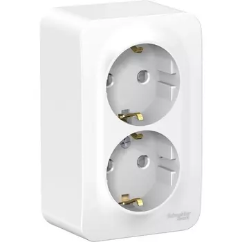 Розетка двойная с заземлением и шторками (белый) Systeme Electric Blanca BLNRA011201