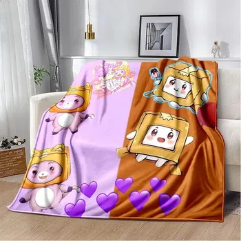 Мягкое плюшевое одеяло Happy Rocky, Foxy и Boxy Lankybox, фланелевое одеяло для гостиной, спальни, кровати, дивана, пикника 75x100cm (30x40inch)