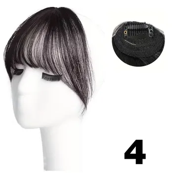 LISI HAIR Синтетические волосы, цельные прямые накладные волосы на заколке, плоская челка с воздушной бахромой спереди и париком для женщин, повседневное использование 24cm