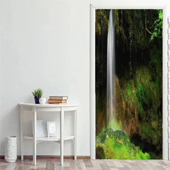 Пейзажные дверные наклейки 3D съемные Vinilos Para Puertas клейкие обои художественные фрески для дверей библиотека современный домашний декор 77X200cm(cut 2Pcs)