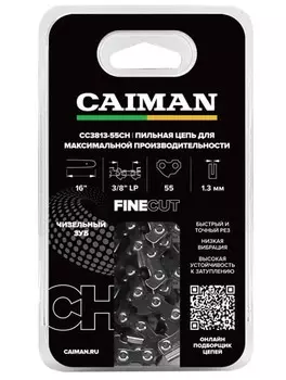 Цепь пильная Caiman 16", 3/8 LP, 1,3мм, 55 звеньев, чизель CC3813-55CH