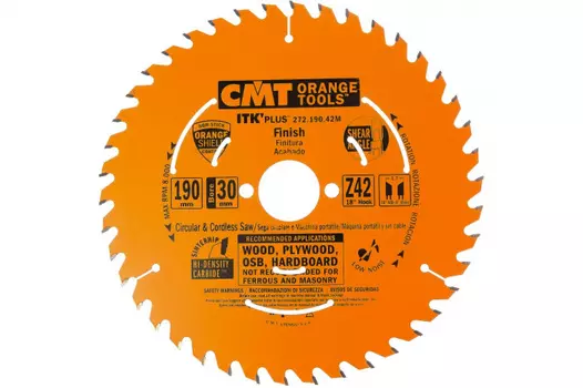 Диск пильный CMT 190*30*1,7/1,1 (18°; 10° ATB +8° SHEAR Z=42) 272.190.42M