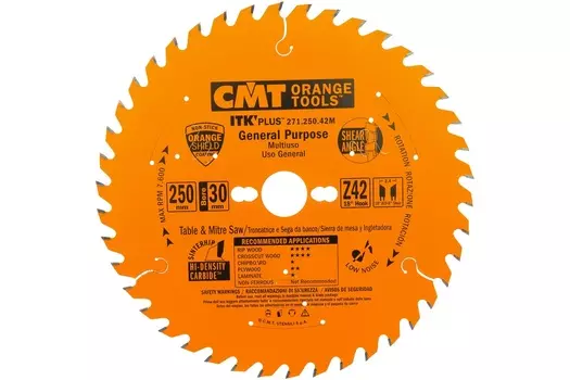 Диск пильный CMT 250*30*2,4/1,6 (18" 10" ATB + 8 Shear Z+42) 271.250.42М