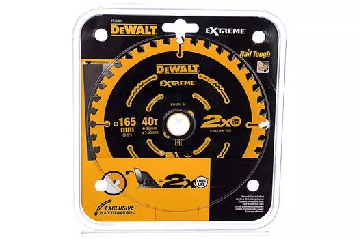 Диск пильный по дереву DeWalt 165/20 1.65 40 WZ +18° DT10301-QZ