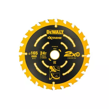 Диск пильный по дереву DeWalt 165/20 1.65 24 WZ +18° DT10300-QZ