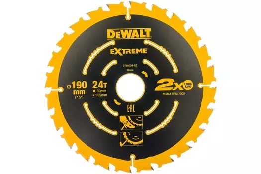 Диск пильный по дереву DeWalt 190/30 1.65 24 WZ +18° DT10304-QZ