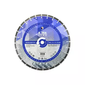 Диск алмазный Diam Extra Line Железобетон 400*3,5*12*25,4/20 железобетон, высокопрочный бетон, огнеупор, клинкер 000614