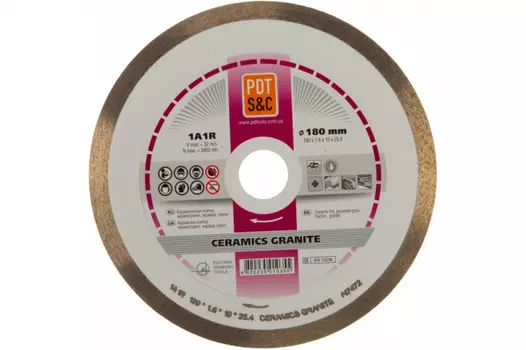 Диск алмазный PDT Ceramics Granite 1A1R 180*1.6*10*25.4 820401CRMG