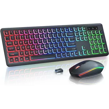 Клавиатура и мышь беспроводные с RGB-подсветкой, 2,4 ГГц