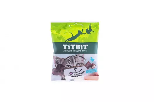 TIT BIT Хрустящие подушечки с паштетом из утки д/кошек 30г