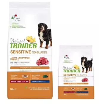TRAINER Natural Medium&amp;Maxi Adult Sensitive Корм сух.ягненок д/собак средн.и крупных пород 12кг