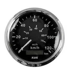 Спидометр 0-120 км/ч, черный циферблат, нержавеющий ободок, д. 85 мм KY08000