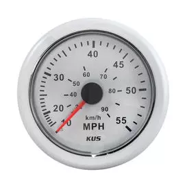 Спидометр манометрический 0-55 MPH, белый циферблат, белый ободок, д. 85 мм KY18303