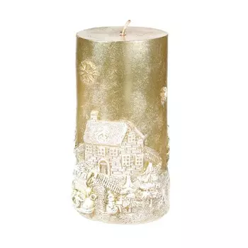Свеча, 12 см, цилиндрическая, шампань, Дом, Metallic glow