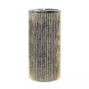Свеча, 15 см, цилиндрическая, черно-золотистая, Грани, Metallic glow