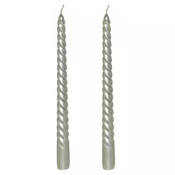 Свеча, 25 см, 2 шт, тонкая, серебристая, Спираль, Spiral shape