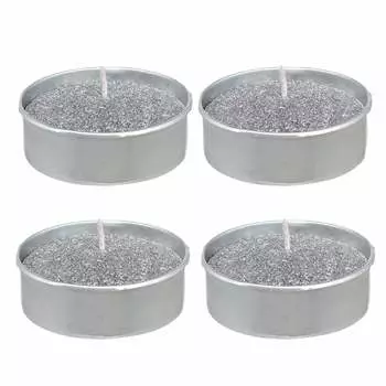 Свеча чайная, 6 см, 4 шт, серебристая, Metallic glow