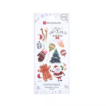 Тату временная, 11х6 см, переводная, Санта, Christmas