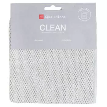 Тряпка для кухни, 30х30 см, микрофибра, серая, Ромбы, Clean
