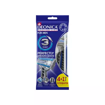 Deonica DEONICA Одноразовые безопасные бритвы 3 лезвия FOR MEN 5