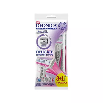 Deonica DEONICA Одноразовые безопасные бритвы 3 лезвия FOR WOMEN 4.0
