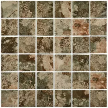 мозаика стеклянная BONAPARTE Amuletto Leaf 30x30x0,45 глянцевый коричневый микс