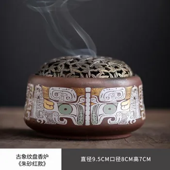 Ancient Elephant Pattern Plate Incense Burner Household Indoor Sandalwood Small Incense Holder Zen Tea Room Aromatherapy Furnace