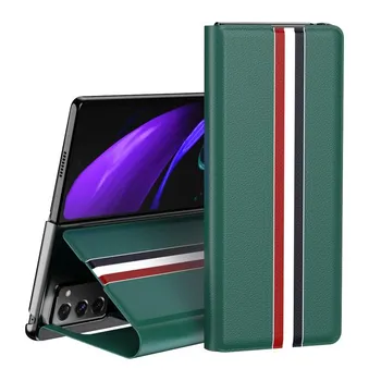 Кожаный чехол с полной защитой для бизнеса для Samsung Galaxy Z Fold 3 4 Fold4 Fold2 5g Fold3 Fold 2 противоударный модный чехол for samsung Z Fold 2 чёрный