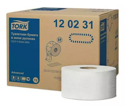 Бумага туалетная Tork профессиональная Advanced 2-х слойная 170м белый (12рул.) (120231)