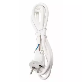 Шнур сетевой с вилкой, TDM Electric, ПВС, 2 жилы, 2х0.75 мм, 1.5 м, белый, без заземления, SQ1305-0071