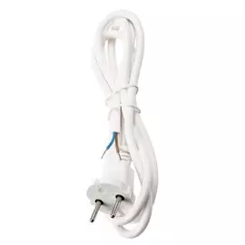 Шнур сетевой с вилкой, TDM Electric, ПВС, 2 жилы, 2х0.75 мм, 3 м, белый, без заземления, SQ1305-0072