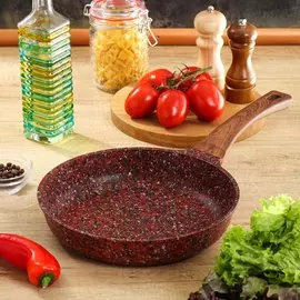 Сковорода алюминий, 26 см, антипригарное покрытие, Гурман, Granite Red, красная, ГМ2601 ГР, ручка под дерево