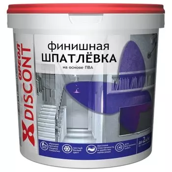 Шпатлевка Ореол, Дисконт, ПВА, финишная, для внутренних работ, белая, 7 кг
