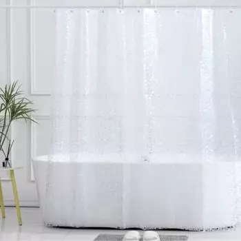 Штора для ванн 180х180 см, ПВХ, Zenfort, Идиллия 3D, прозрачная, 104211
