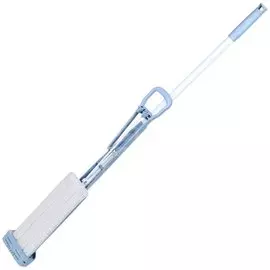 Швабра плоская, 39х12 см, с отжимом, телескопическая ручка, серо-голубая, Bossclean, SR1711