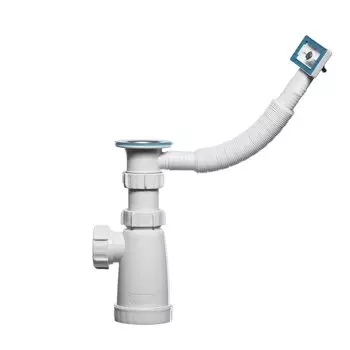 Сифон для мойки, 650 мм, 1 1/2", с переливом, 40 мм, ИНКОПЛАСТ, BS2200