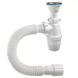 Сифон для мойки, 1" 1/4, 40х40/50, полипропилен, с выпуском, с гофрой, Orio, А-32089
